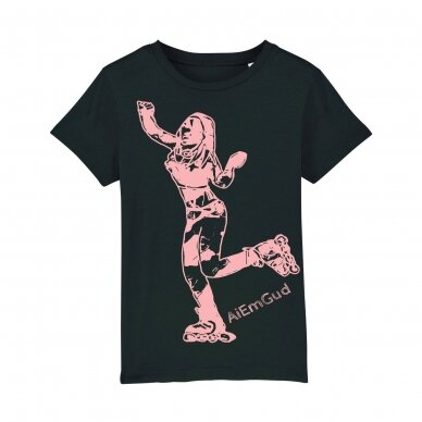 T-SHIRT FOR KIDS AND TEENAGERS ROLLERSKATER, black