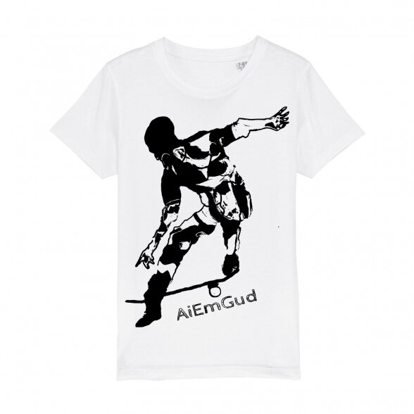 T-SHIRT FOR KIDS AND TEENAGERS SKATEBOARDER, white