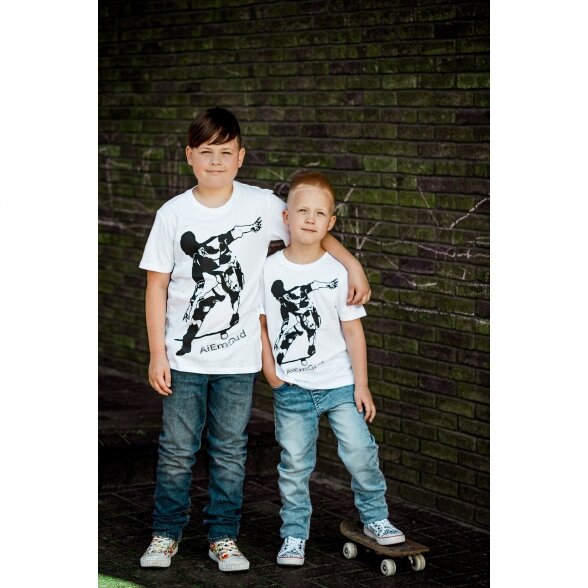 T-SHIRT FOR KIDS AND TEENAGERS SKATEBOARDER, white 1