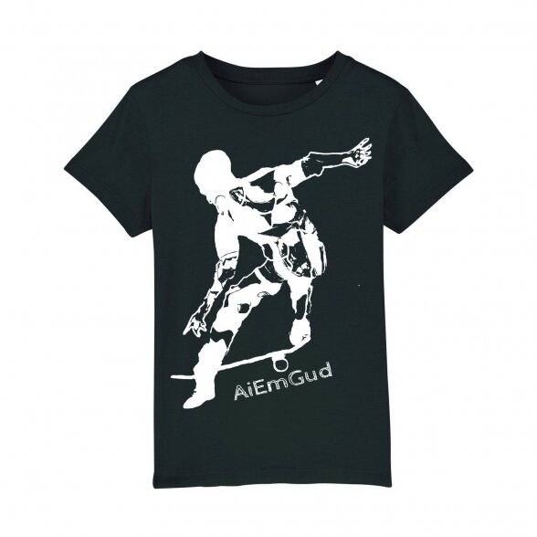 T-SHIRT FOR KIDS AND TEENAGERS SKATEBOARDER, black