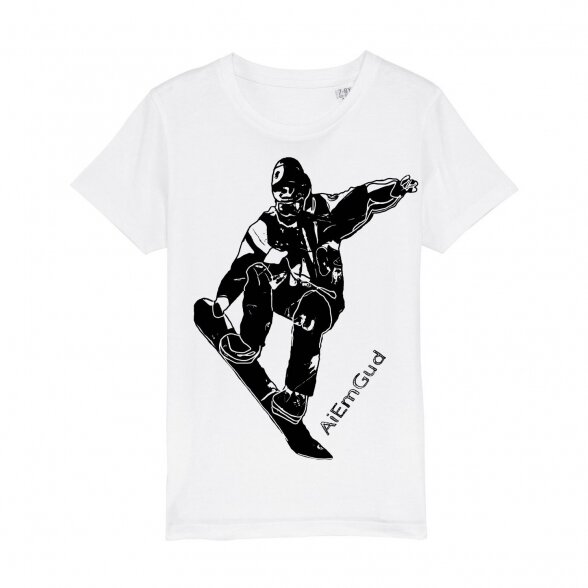 T-SHIRT FOR KIDS AND TEENAGERS SNOWBOARDER, white