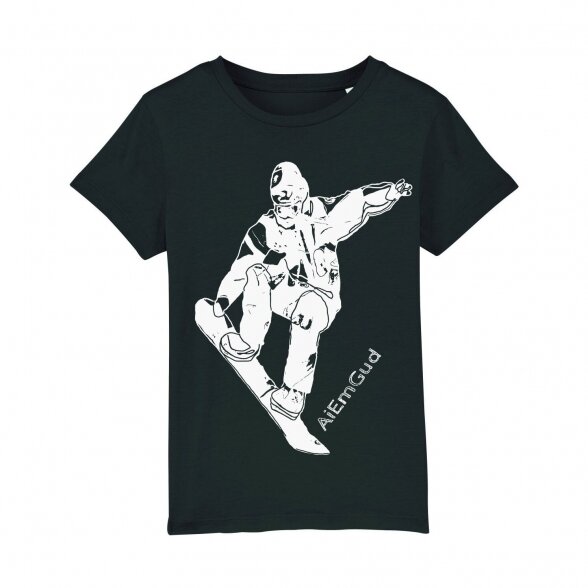 T-SHIRT FOR KIDS AND TEENAGERS SNOWBOARDER, black