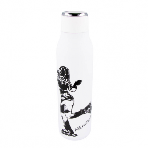 Stainless steel Thermo bottle 600 ml. AiEmGud ROLLERSKATER, white