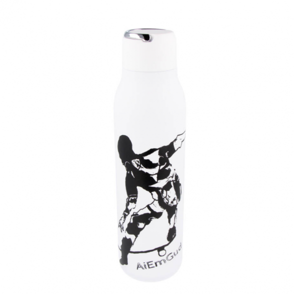 Stainless steel Thermo bottle 600 ml. AiEmGud SKATEBOARDER, white 1