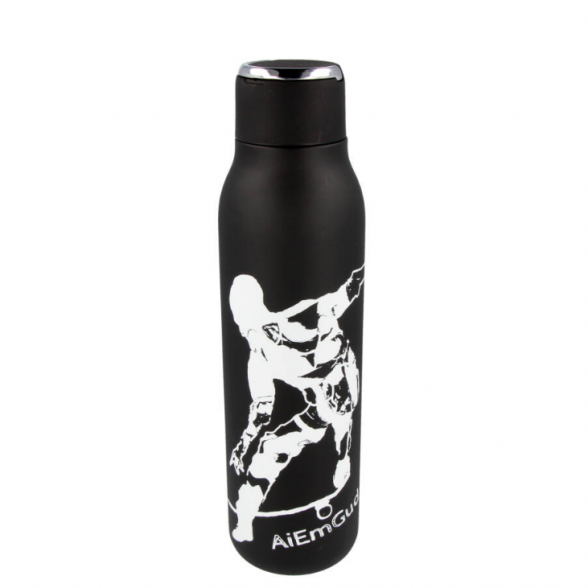 Stainless steel Thermo bottle 600 ml. AiEmGud SKATEBOARDER, black