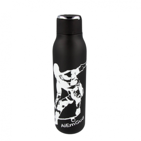 Stainless steel Thermo bottle 600 ml. AiEmGud SKATEBOARDER, black 1